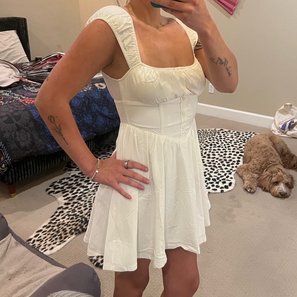 Hello Molly Cream Button-Front Mini Dress - Picture 4 of 8